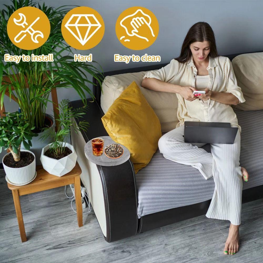 Waterproof Mobile Sofa Armrest Tray Round Couch Arm Side Holder Sofa Arm Rest Organizer Coffee