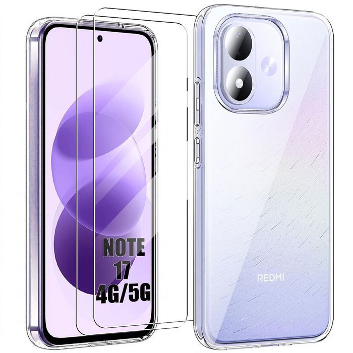 Cover per Xiaomi Redmi Note 17 5G/4G, Protezione in Silicone Antiurto Anti-Graffio - 2 Vetri Temperati