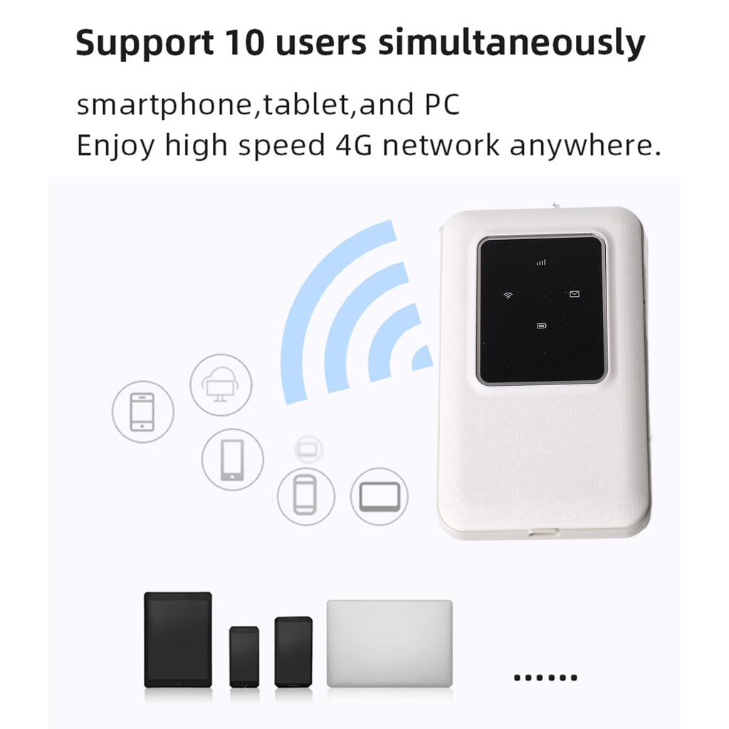 4G LTE Mobile WiFi Hotspot 10 User Connections Fast Internet Speed   Standby Time Wireless Internet Card for  