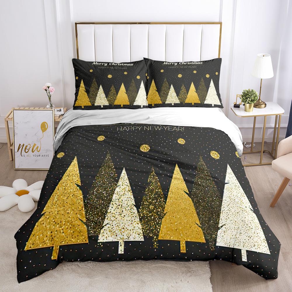 Digital Printing Three-Piece Christmas Series Quilt Cover Sheet Kit