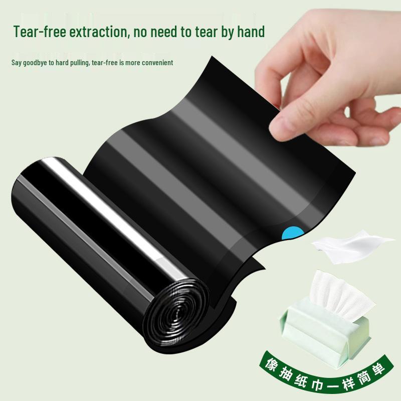 Tear-Free Drawstring Garbage Bags - Portable, Extra Thick, Self-Sealing Black Bags for Kitchen Use
