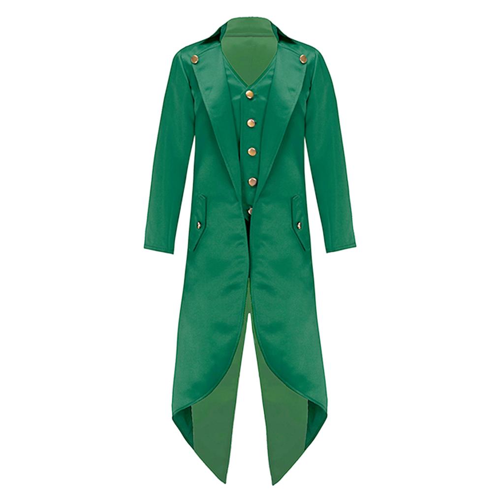 Boys Girls Steampunk Tailcoat Victorian Jacket Retro Gold Buttons Fake Two Piece Renaissance Costume Set