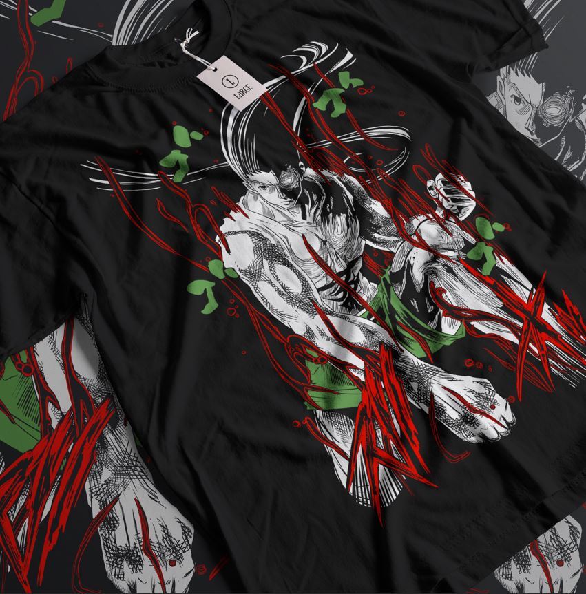 

Gon T-shirt Hisoka Killua Hunter Meruem Zoldyck Art Tee Horror Anime Gift Shirt M