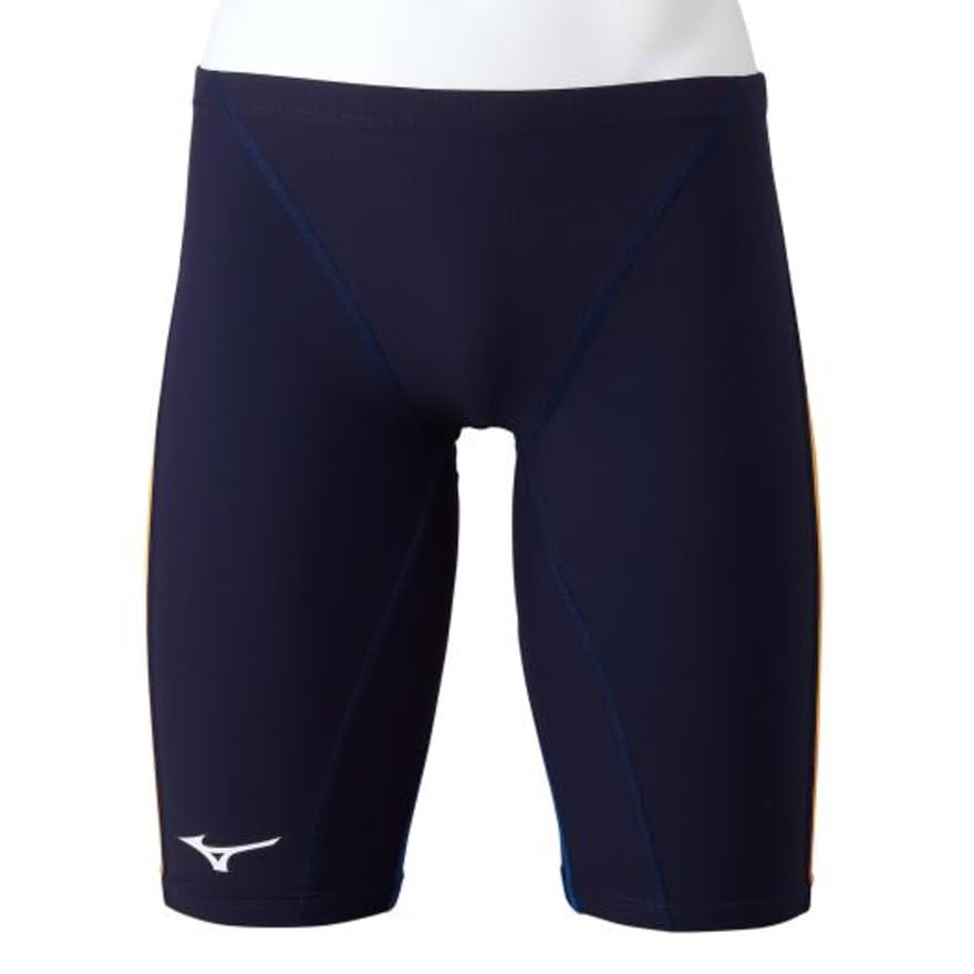 MIZUNO FX SONIC Prism Half Size FINA Swimming for Competitive Swimming and Challenge N2MB1031 Men's Spats, M, Navy/Yellow, (International Federation)