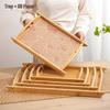 UOSO Japanese Bamboo Wood Rectangular Serving Tray with Handles