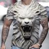 Vibrant White Lion Pattern 3D Printed Crew Neck Short Sleeve T-Shirt Summer Tee For Men Ideal Daily Wear Vacation Resorts Tshirt
