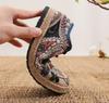 Women's Shoes Round Head Lace Up Cotton Linen Canvas Single National Woven Round Toe Lace Up Cloth Shoes Woman Flats
