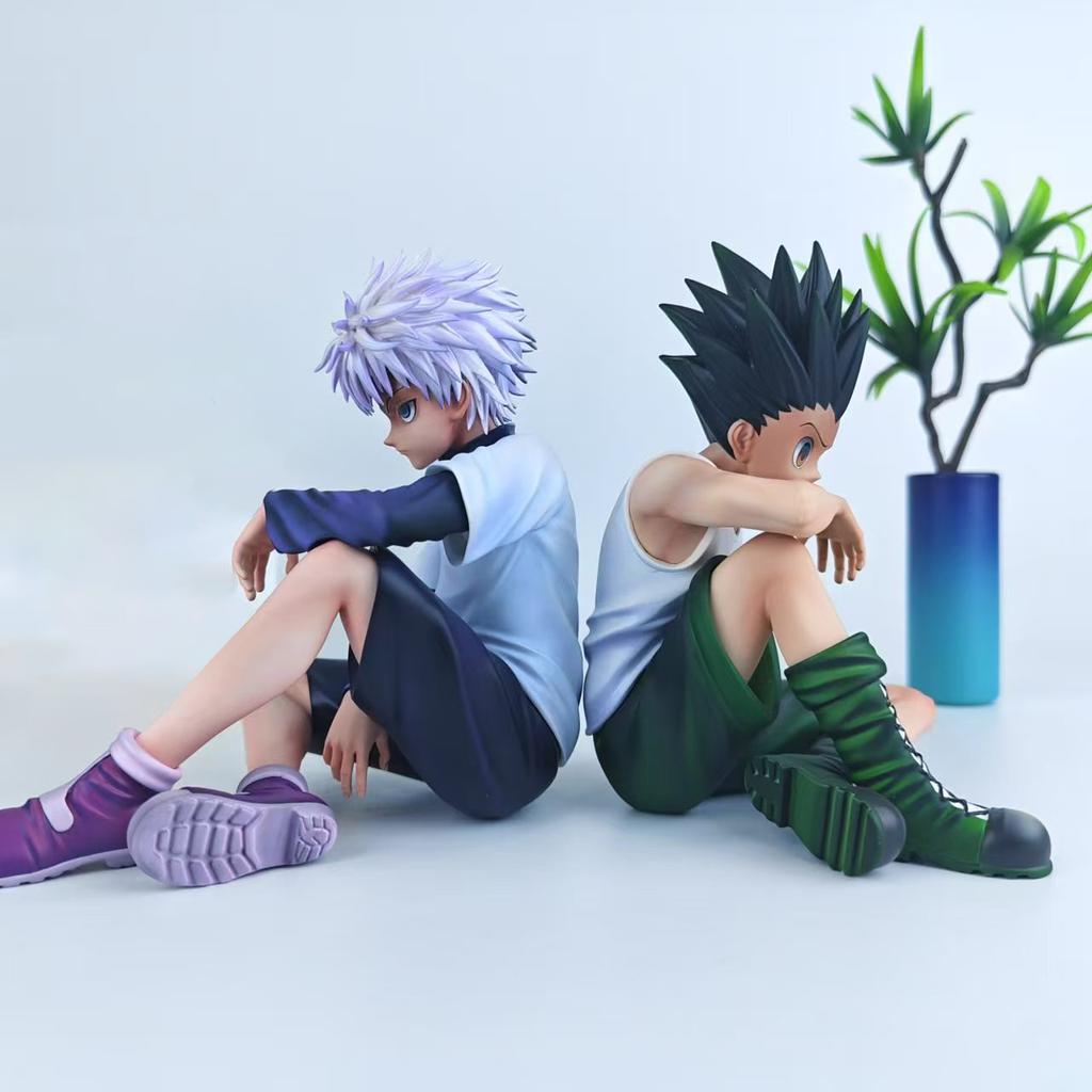 12cm HXH anime figures Killua Zoldyck GON FREECSS Sitting action figures PVC model toy Adult collection statues children Gifts