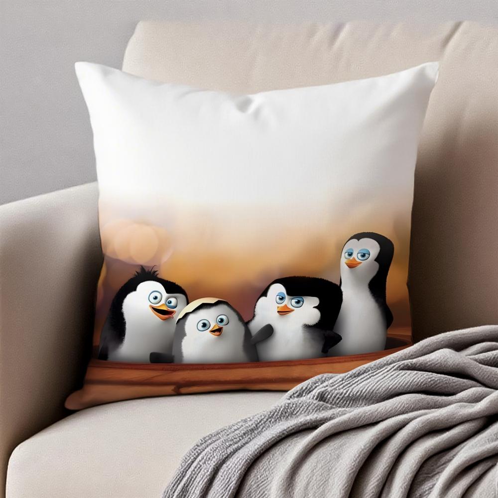 Die Pinguine von Madagaskar Kissenbezug Kissenhülle Milbenschutz Unsichtbarer Reißverschluss Kurzer Plüsch Sofakissen