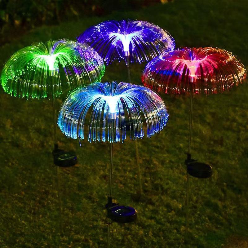 Jellyfish Solar Balcony Light: Seven-Color LED Fiber Optic Courtyard Glow
