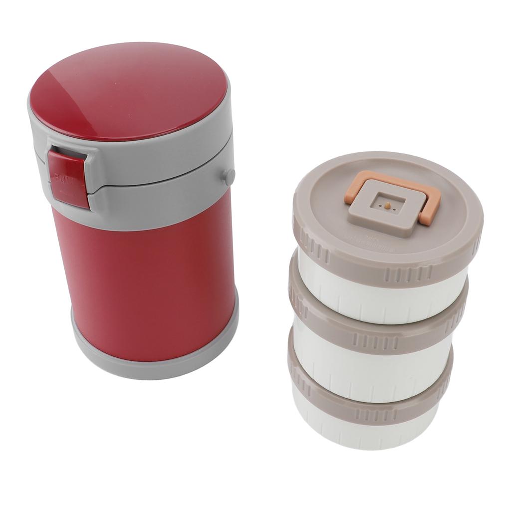 Insulated Food Jar 2L 3 Tier Microwave Safe 304 Stainless Steel Vacuum Lunch Box with Shoulder Strap for School