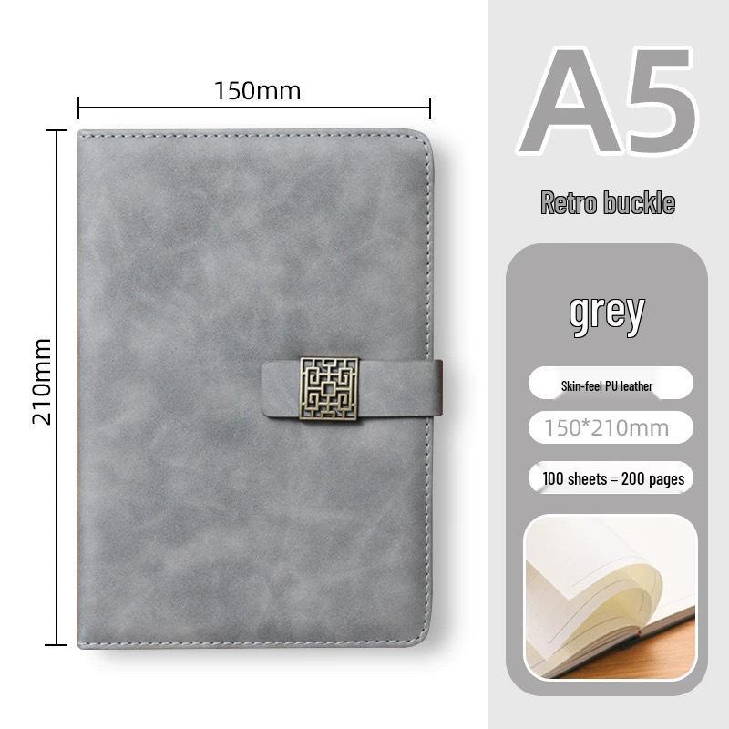 A5 Business Leather Notebook with Logo and Buckle - Gift Box Included