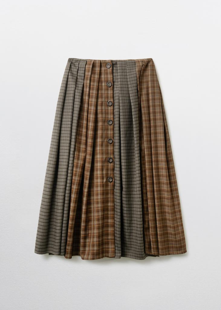 Pibeuseupibeuseu Mix Check Maxi Skirt / Brown