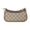 Gucci Ophidia Double G Gold Hardware Brown Leather Trim Handbag Mini Women's Beige and Ebony