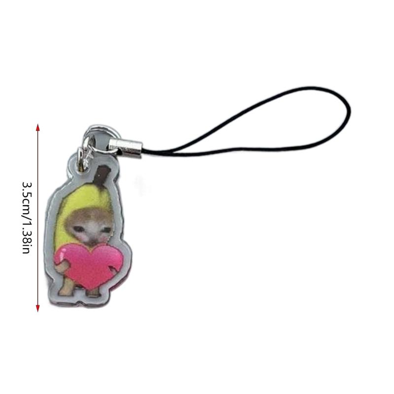 Portachiavi Gatto Adorabile Gatto Felice Banana Cat Catena per Cellulare Piccolo Ciondolo Laccetto per Telefono Gioielli per Bambini e Adolescenti