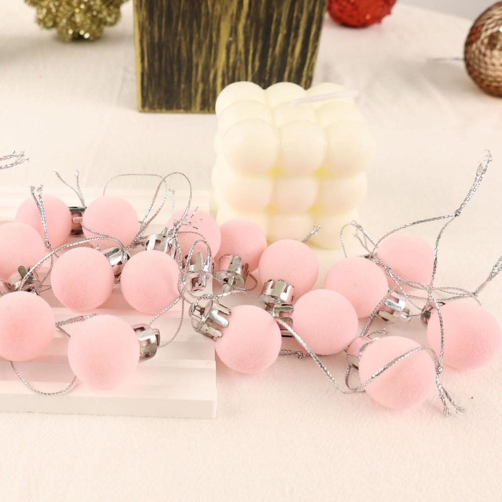 24pcs/box New Flocked Christmas Balls Ornaments 2cm Mini Christmas Tree Pendant Christmas Hanging Ball Holiday Decorating