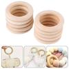 40Pcs Wood Hoops for Craft Pendant Connectors Jewelry Making, 8 Size 15-50mm Unfinished Wood Rings Circles