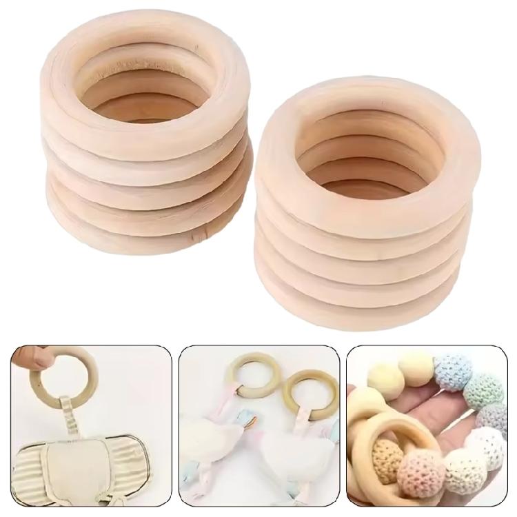 40Pcs Wood Hoops for Craft Pendant Connectors Jewelry Making, 8 Size 15-50mm Unfinished Wood Rings Circles