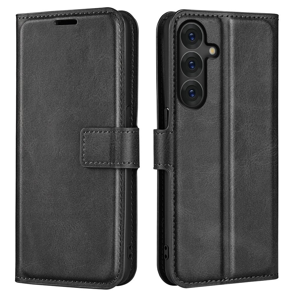 For Samsung Galaxy S25+ Stand Case Anti-Scratch Calf Texture Leather Phone Cover