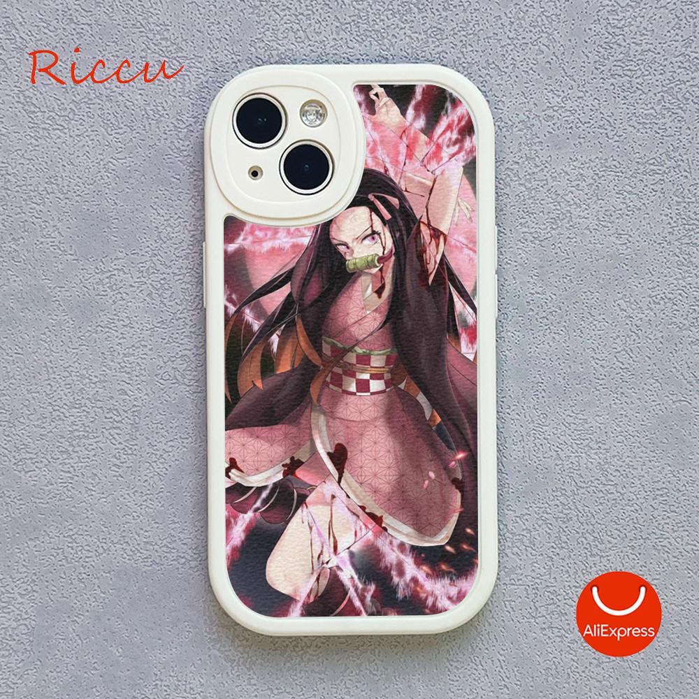 Anime Demon Slayer Kamado Nezuko Pouzdro na telefon pro Iphone 14 13 11 12 Pro MAX 12 MiNi 7 8 plus XS XR Jehněčí kůže Ochranné kryty