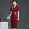 2023 Autumn Elegant Embroidered Qipao Dress for Middle-Aged and Elderly - Perfect for Weddings and Formal Events