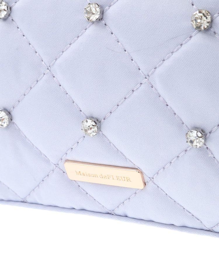 de tulle handle rhinestone Boston bag for grayish blue [Maison Fleur] Handbag, EC-exclusive women,