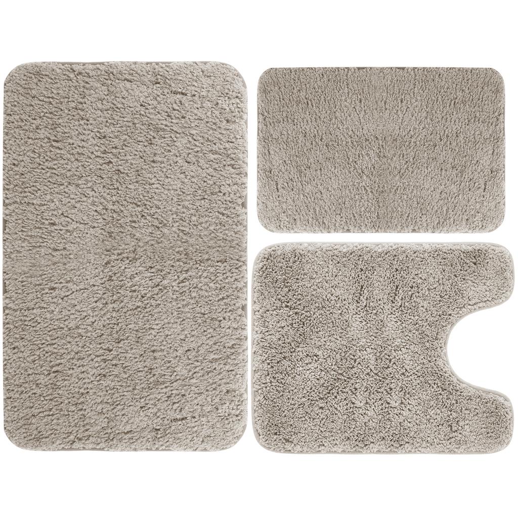 Set di 3 Tappetini da Bagno in Velluto con Memory Foam Assorbenti Antiscivolo Extra Morbidi Lavabili in Lavatrice e Asciugatrice Tappetino per Pavimento del WC