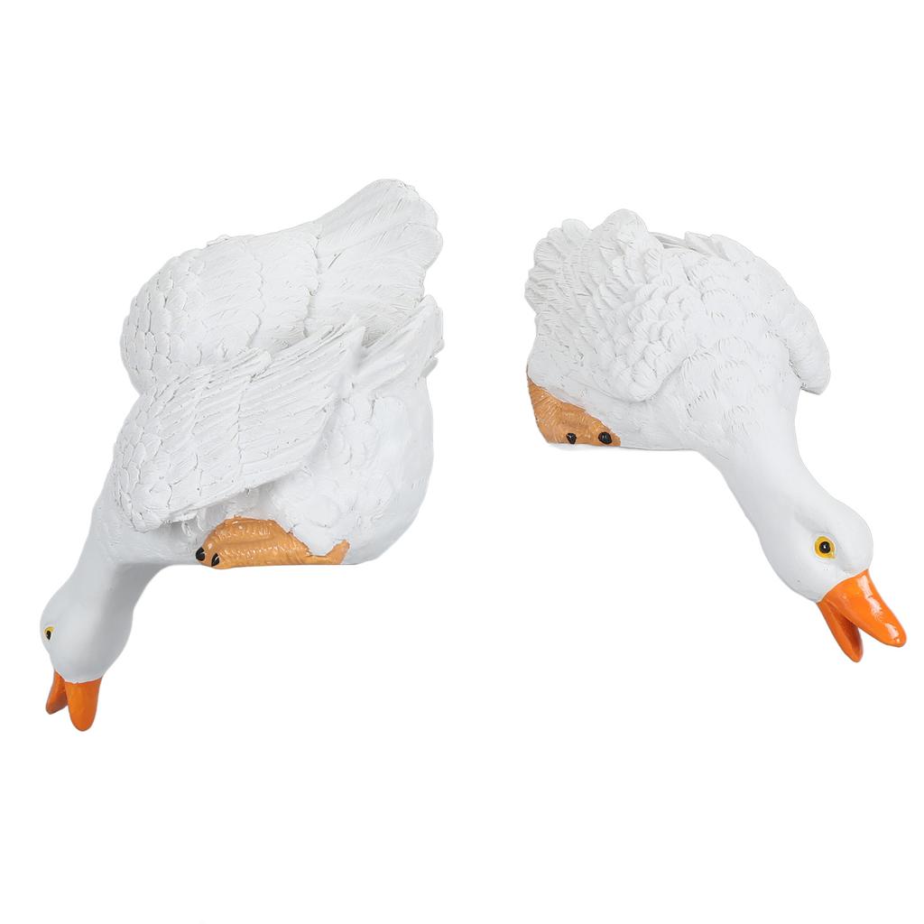 2pcs Drinking Duck Statue Waterproof Resin Duck Garden Landscape Figurines Decorative Outdoor