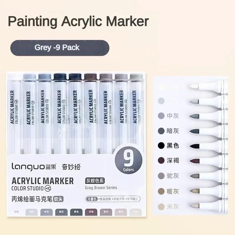 81/72/63/9 Colors Acrylic Paint Marker Pen DIY Painting Drawing for Card Ceramic Stone Mug Glass Fabric Art Supplies Stationery