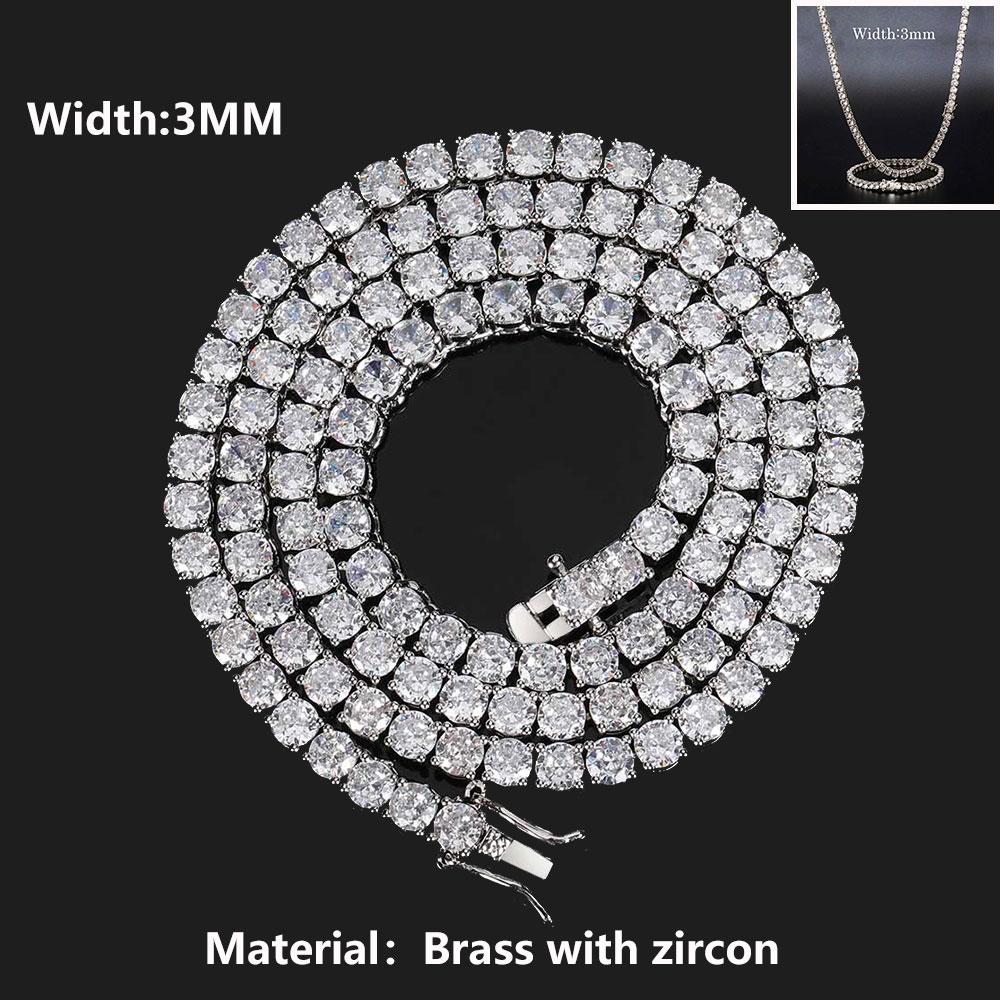 ICEBLING 3/4/5/6MM Round Cut CZ Stone Tennis Necklace Iced Out Single Row Cubic Zirconia Necklace for Men Women Hip Hop Jewelry 16inch Necklace