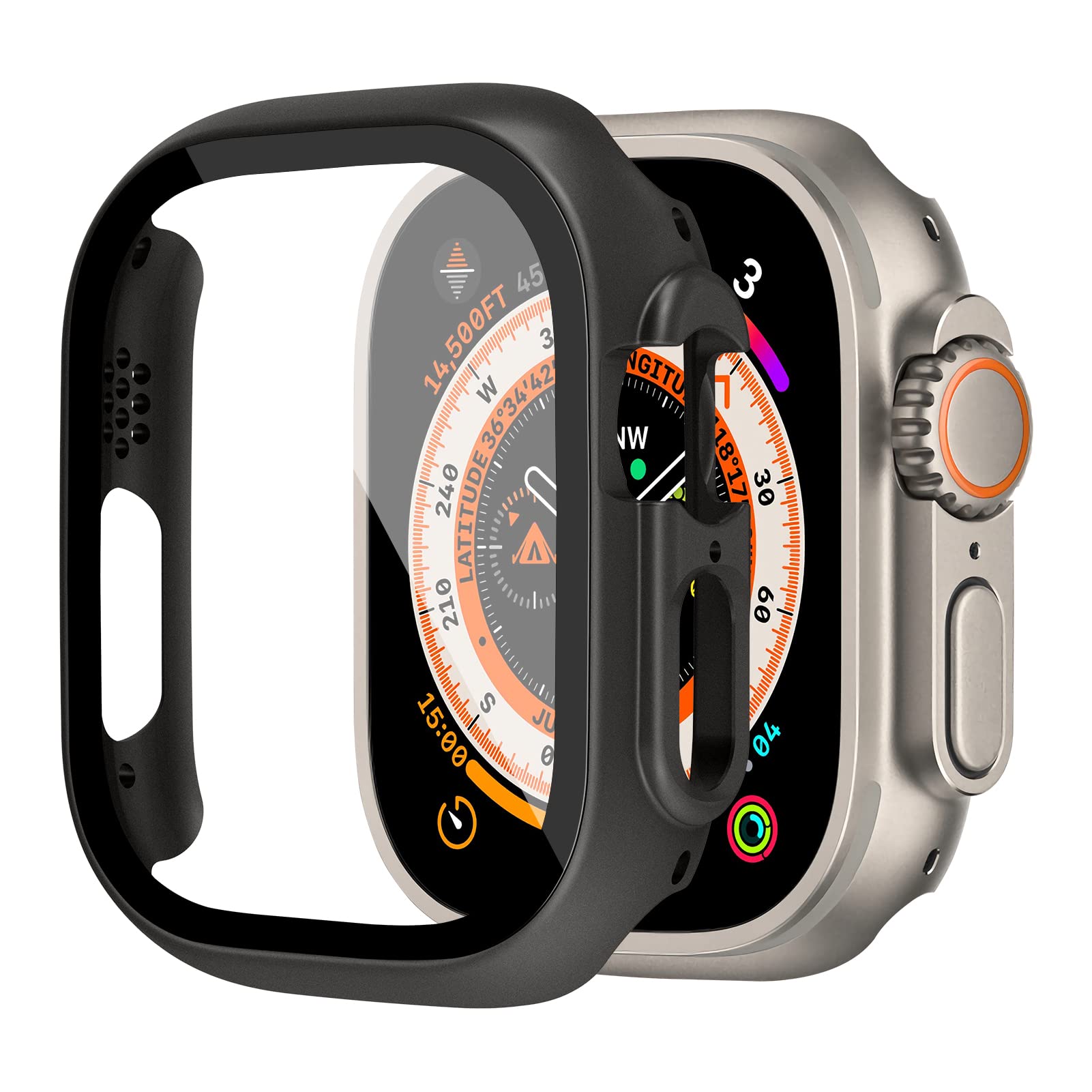 

Cover For Apple Watch Ultra Case 49mm Accessories PC Shockproof Bumper+Tempered Glass Screen Protector iwatch Series Ultra 2 49 49mm Ultra серый