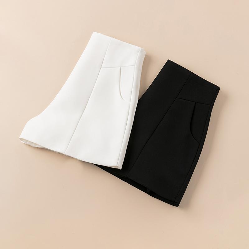 Suit Shorts Women High Waist A-line Shorts Spring Summer Casual Loose Wide Leg Chiffon Shorts Lady Black White