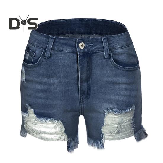 Women's High Waisted Jean Shorts Casual Ripped Distressed Denim Shorts with Pockets Summer Hot Short Jeans for Daily Beach Club