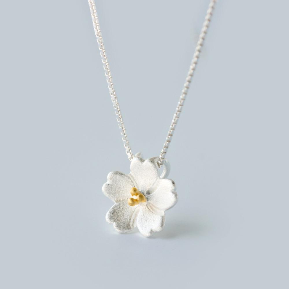 Women Silver Cherry Blossom Ring Open Adjustable Minimalist Classic Jewelry Set Elegant Floral Design