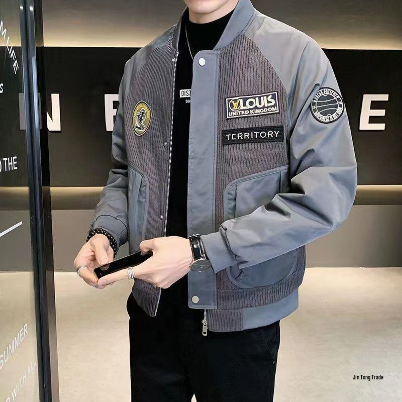 Men's Trendy Pilot Jacket - Casual Baseball Style, Loose Fit for Spring and Autumn