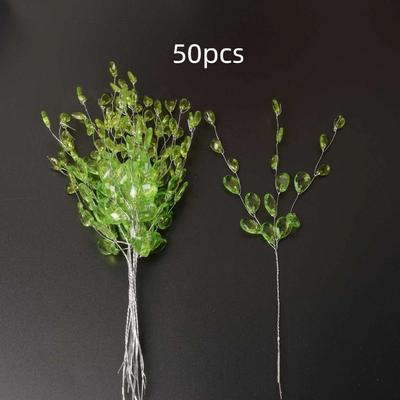 50PCS Craft Decoration Crystal Bud Branches Wedding Party For Home Artificial Bouquet Bridal Tiara DIY Crystal Flower Twigs