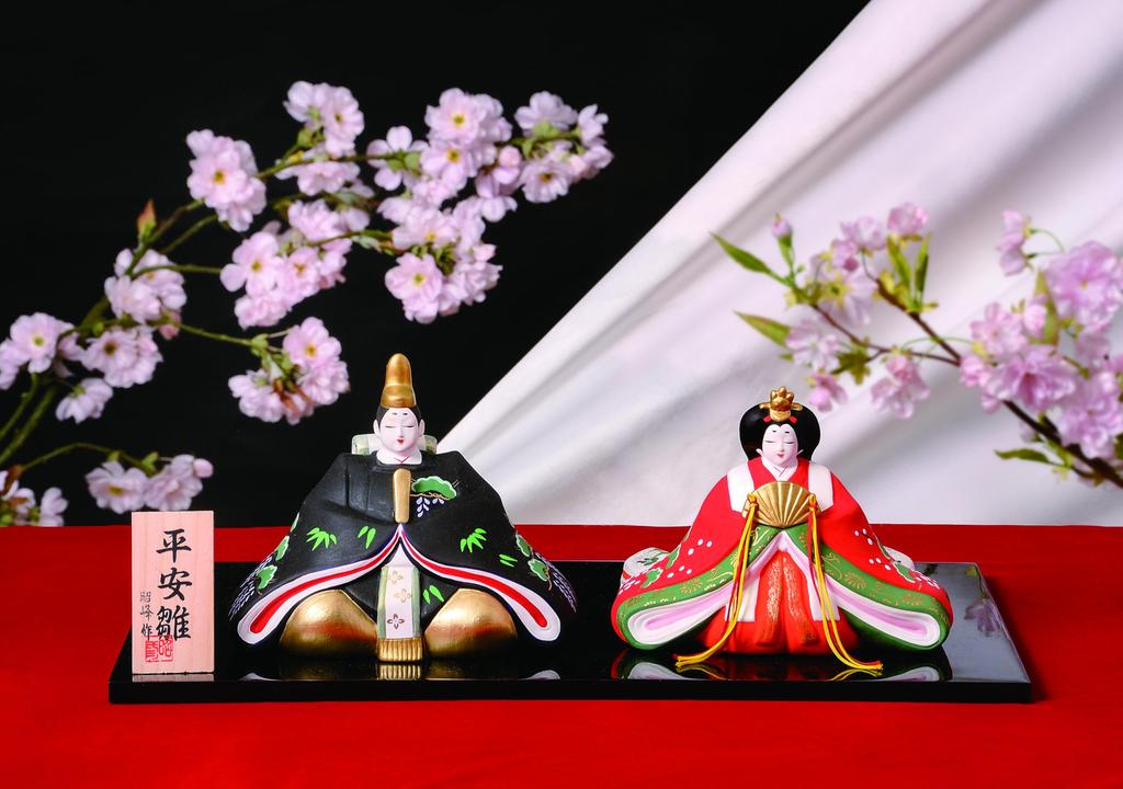 Hina Heian Dairi Extra Flat Emperor and Empress for Hina Matsuri Peach Interior Dolls, Hina, Large, Display, Dolls, Compact, (Girls' Festival),