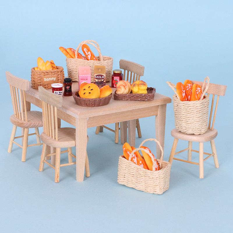 Mini Kitchen Dining Set with Dollhouse Food and Table Ornaments