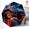 Monster Truck Themen-Reiseregenschirm mit 8 Speichen, Automatisches Öffnen und Schließen, Tragbares faltbares Design, Kompakter und stilvoller Schirm geeignet für