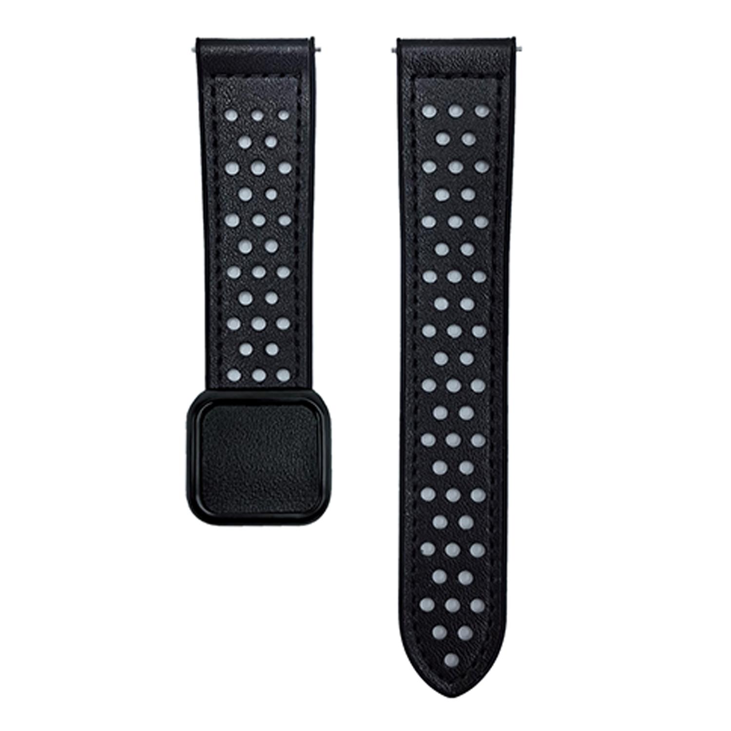 

20mm Watch Band For Samsung Galaxy Watch7 44mm/40mm Square Magnetic Buckle Perforated Silicone Strap Black