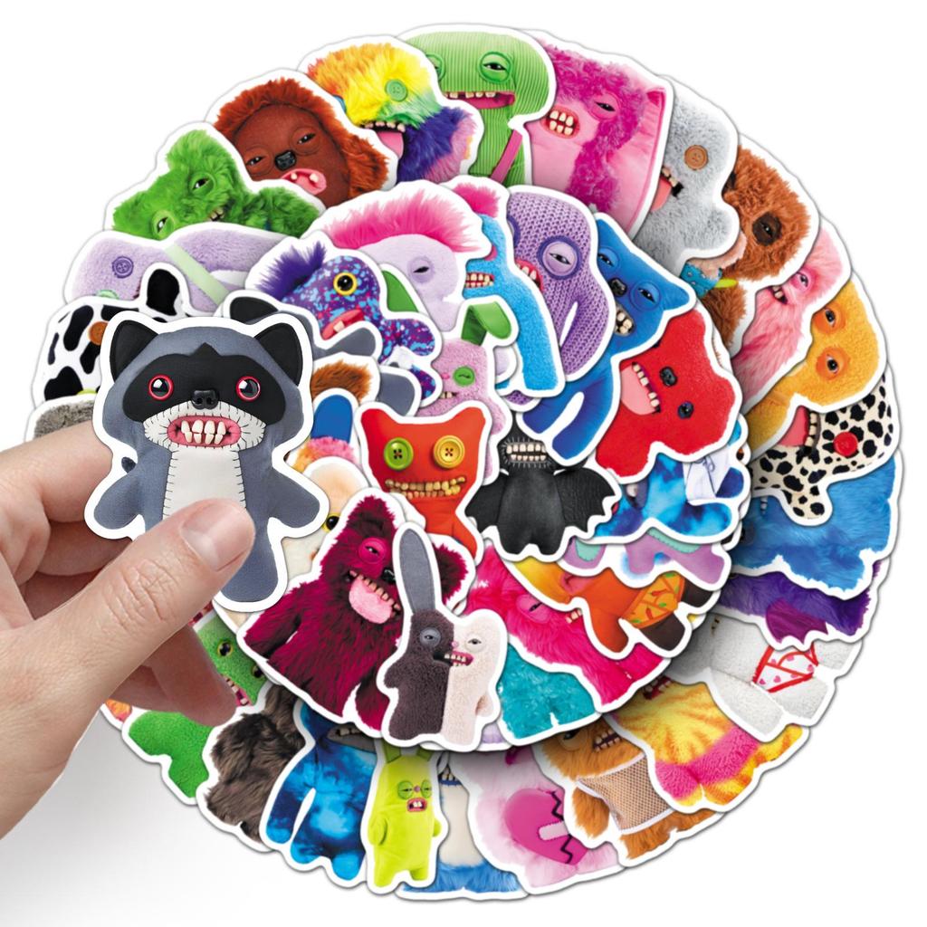 50PCS Cute FUGGLER Monster Stickers: Trendy Tooth Monster Waterproof Decals for Phones & Cups