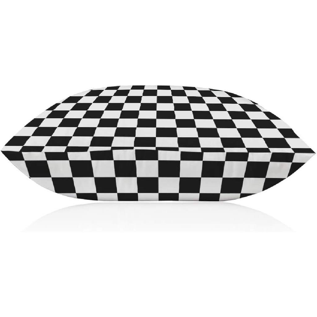 EKOBLA Throw Pillow Cover Car Racing Sports Cool Black White Formula Checkered Plaid Pattern Geometric Design Decor Lumbar Pillow Case Cushion for