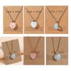 Heart Diamond Necklace For Women Girls With Natural Stone Jewelry Dainty Gift Wrapped Heart Pendant Pink Necklace Decor
