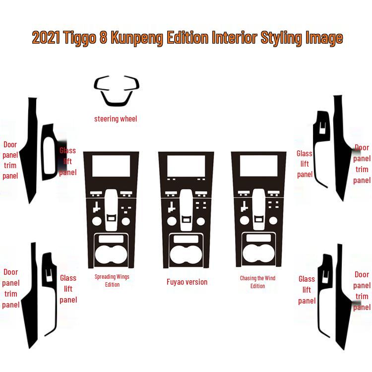 Tiggo 8 Kunpeng Edition Interior Mod: Console & Gear Shift Color Change Stickers