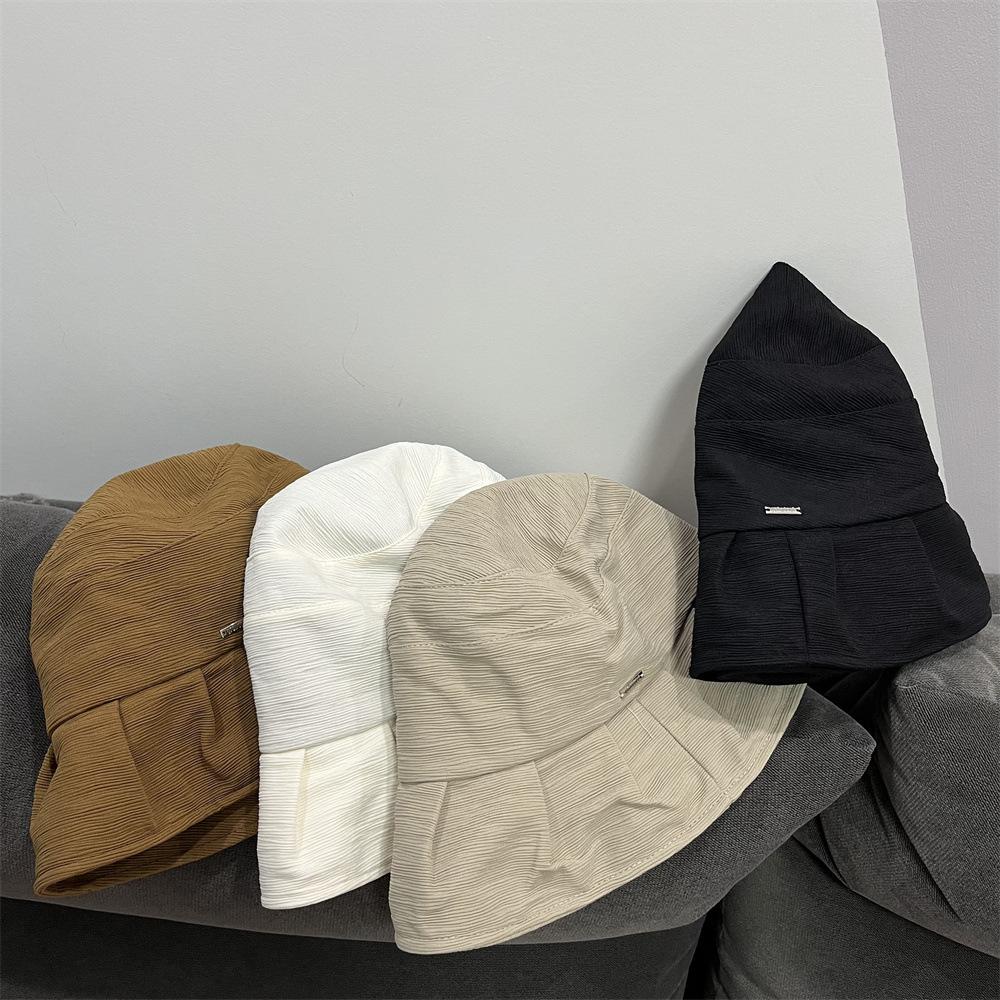 Folded Bucket Hat Women's Autumn Casual Versatile Washbasin Hat Fashion Style Face Cover Black Hat