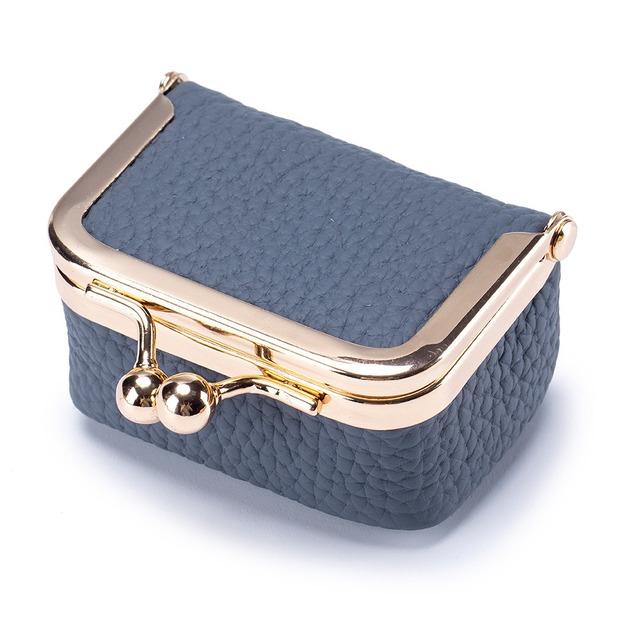 Monedero Mini de Cuero Genuino Bolsa Avanzada Linda Anillo de Diamante Dorado Bolsa para Joyas Billetera de Mano Pequeña Estuche para Auriculares Para Mujer