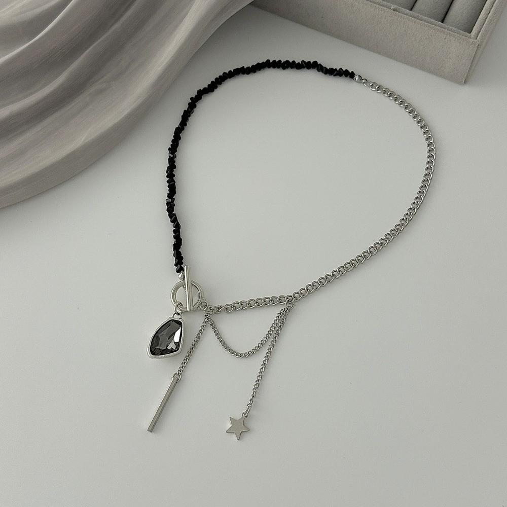 CCB Beads Glitter Pendant Bracelet Sliver Color Choker Necklace Elegant Gothic Style Rings Jewelry