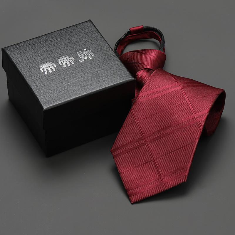 Groom'S Wedding Men'S And Women'S Business Ties, Formal Wear, Black Zipper-Style Korean Version, Narrow Lazy Man, No Stripes, Suit And Tie