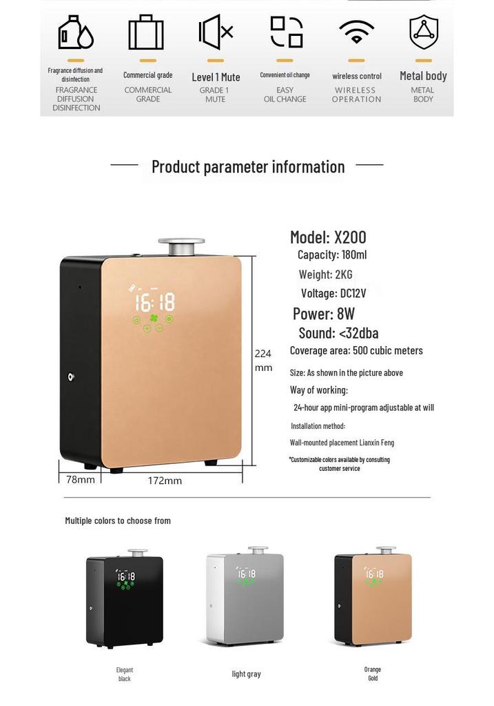 Smart App-Controlled Commercial Aroma Diffuser - Large Mist, Bluetooth, 500m³ Coverage