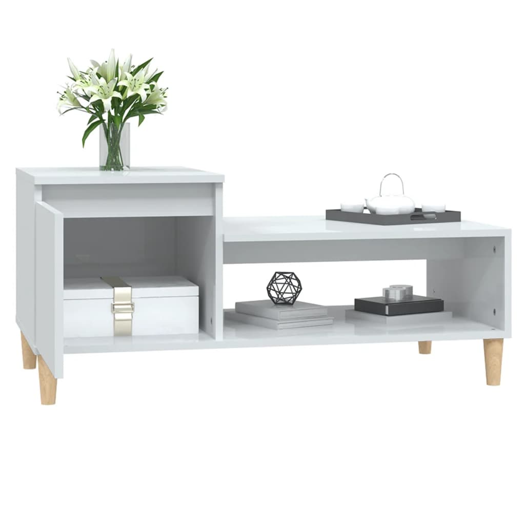 Glossy White Coffee Table 100 x 50 x 45 cm Particleboard